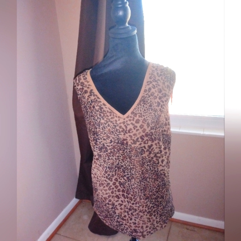 🤎🖤 NWOT Womens 24W Studio I Cheetah Print Tank Top Plus Size Dinner Movies